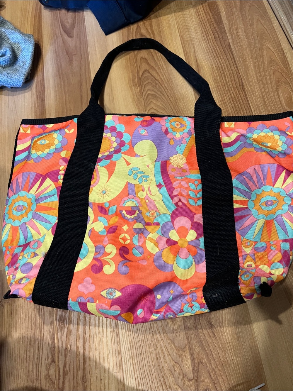 amika Multicolor Floral Canvas Tote with Black Straps